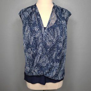 New DKNY Draped Wrap Sleeveless Top Blouse Sz M